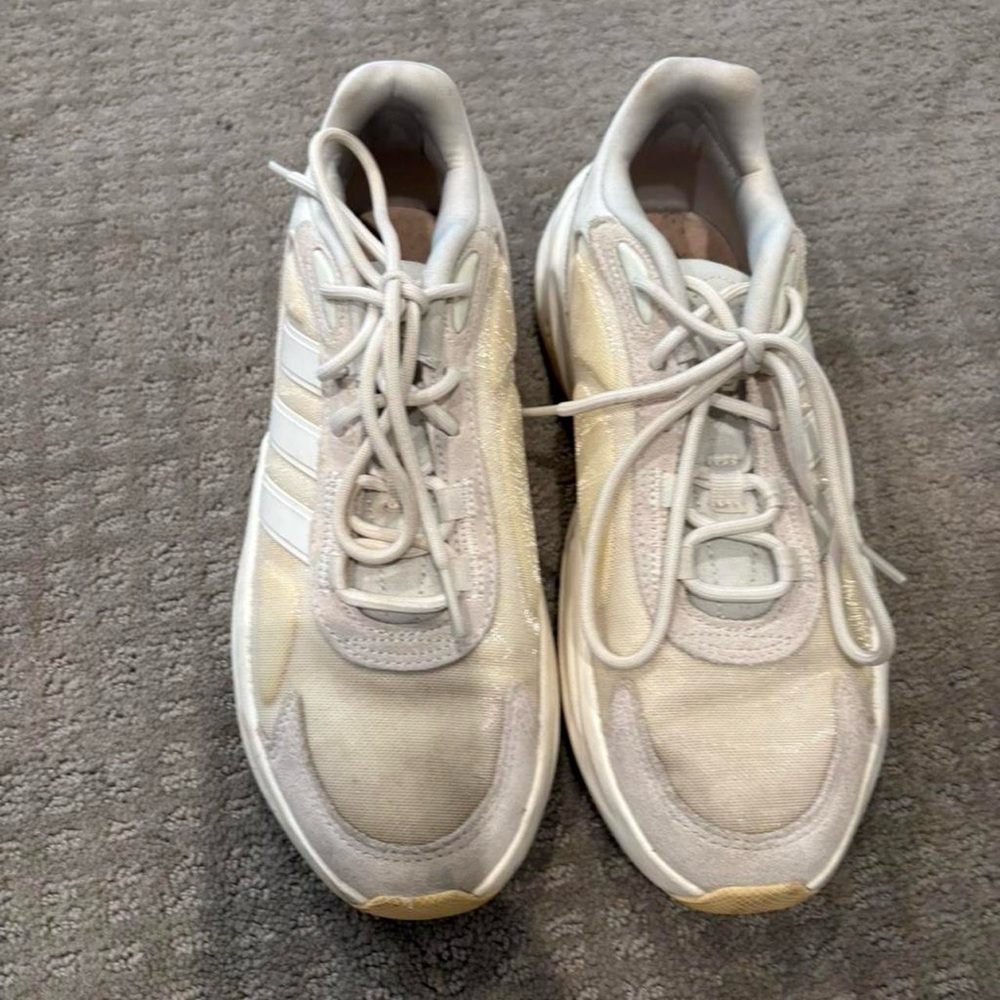 Adidas Cream and White Athletic Shoes